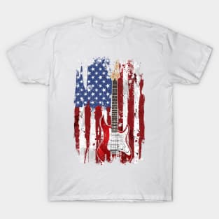 American Flag Guitar Player USA Guitarist Gift T-Shirt